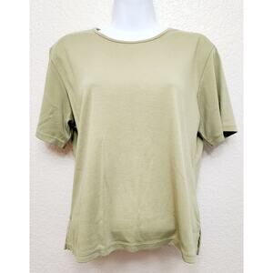 Draper's & Damon's Green Round Neck Short Sleeve Top PM Lightweight Soft Stretch